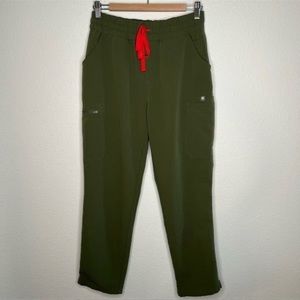 Figs dark olive small petite scrub pants